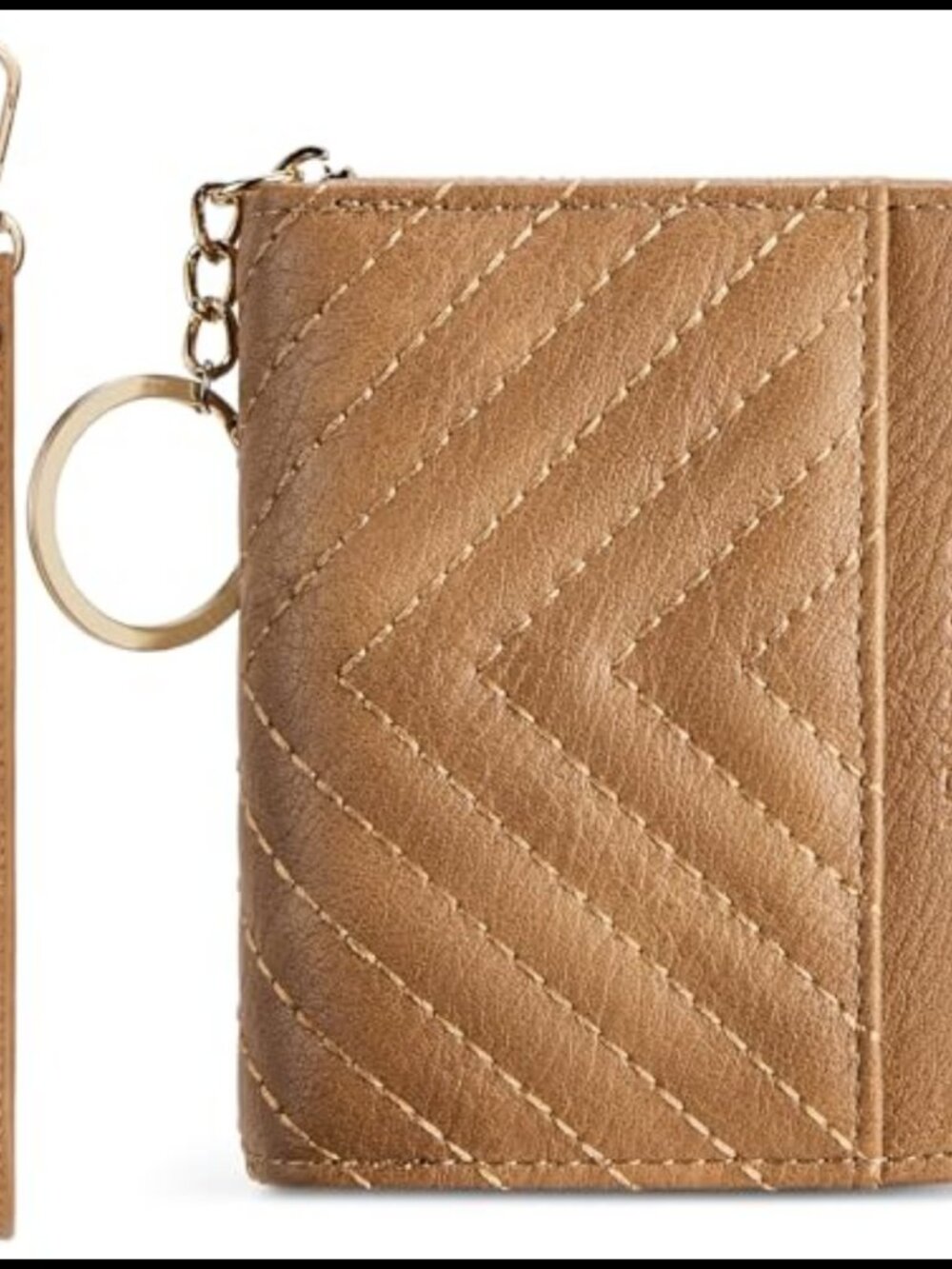 Vegan Leather RFID Card Holder Wallet with Keychain Wristlet 14 Card Slots